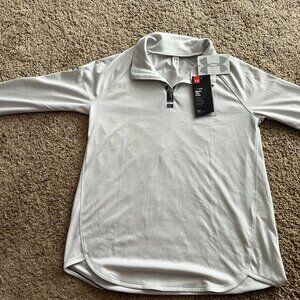 Girls Under Armour light gray fitted quarter zip